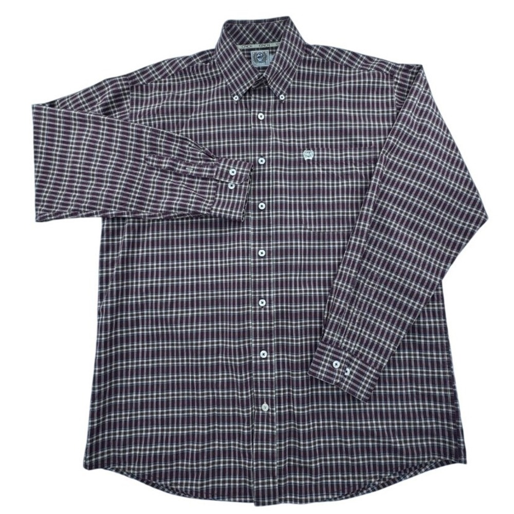 Cinch Plaid Western Button Down Shirt Long Sleeve Casual Mens Size M